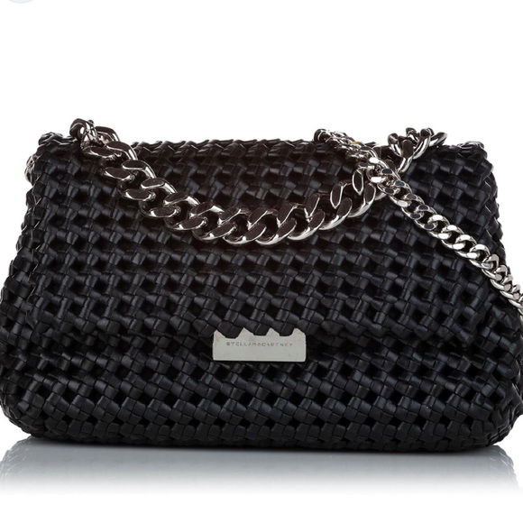 Stella McCartney Weave Chain Faux Leather Becks Shoulder Crossbody Flap Bag - Picture 1 of 7
